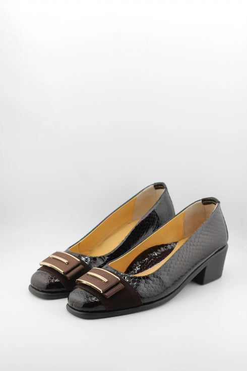 DFC Relax Snake Embossed Block Heel Pumps